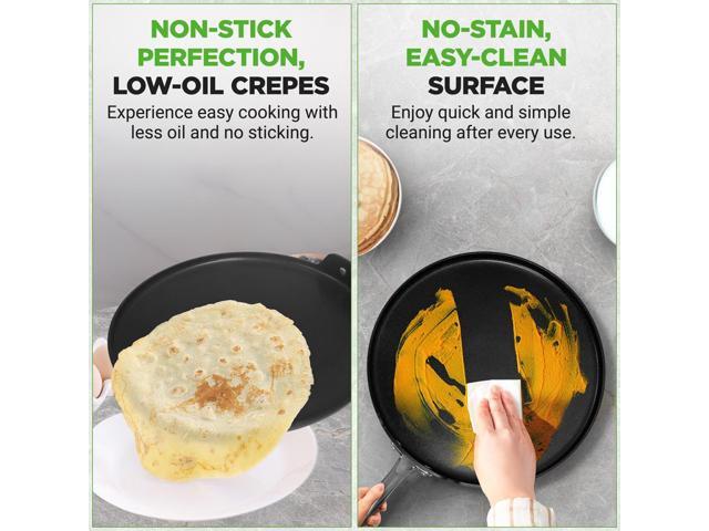 NutriChef 12' Hard-Anodized Nonstick Crepe Pan - NCHAC45 - Dishwasher Safe