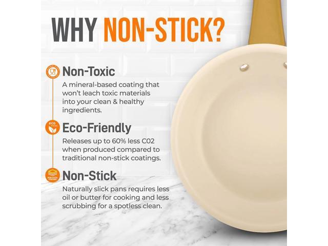 NutriChef 12' Non-Stick Fry Pan with Golden Titanium Coated Handle - NCHG12 - Ceramic Coating