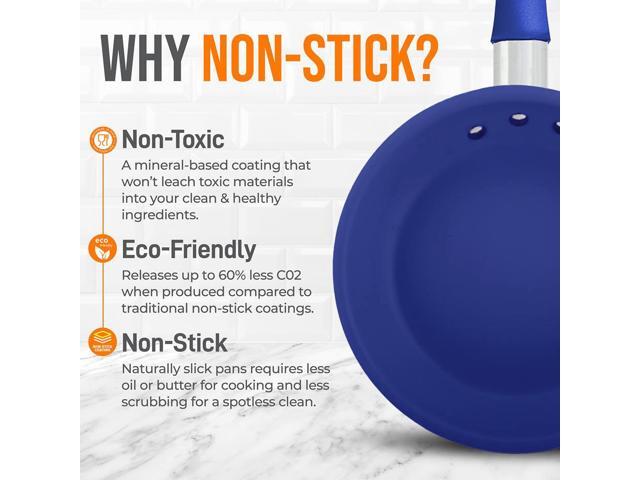 NutriChef 8' Non-Stick Fry Pan with Silicone Handle - NCFRYP8 - Ceramic Coating