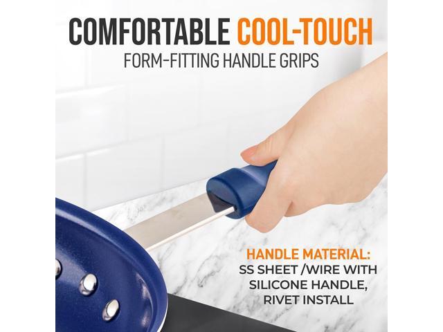 NutriChef 8' Non-Stick Fry Pan with Silicone Handle - NCFRYP8 - Ceramic Coating