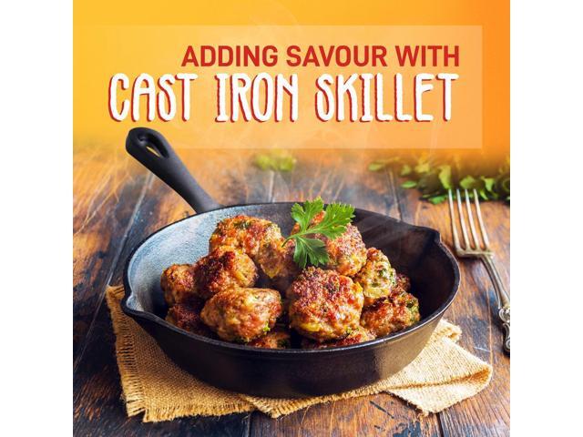NutriChef Cast Iron Skillet Pan Set - Pre-Seasoned with Silicone Handles - NCCIPS3P49 - 8', 10', 12'