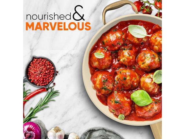 NutriChef 12' Non-Stick Fry Pan with Tempered Glass Lid & Golden Titanium Handle - NCHGLDX12