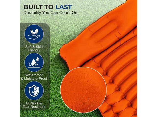 SereneLife Ultralight Sleeping Pad with Carrying Bag, Compact and Lightweight Air Mattress for Backpacking and Hiking (Orange)