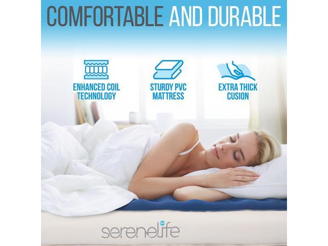 SereneLife Premium Raised Twin Airbed with Steel Frame, Built-In Power Inflating Pump, 300 lbs Capacity
