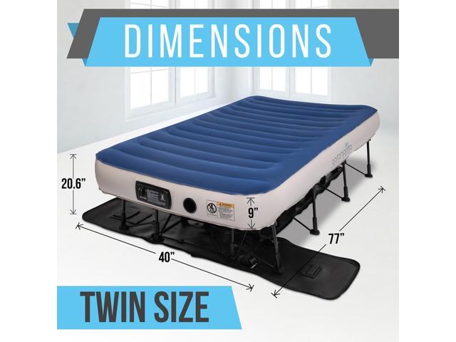 SereneLife Premium Raised Twin Airbed with Steel Frame, Built-In Power Inflating Pump, 300 lbs Capacity