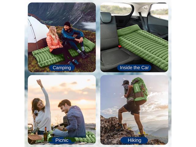 SereneLife Ultralight Sleeping Pad with Carrying Bag, Self-Inflating & Compact for Backpacking, Hiking, Air Mattress (Green)