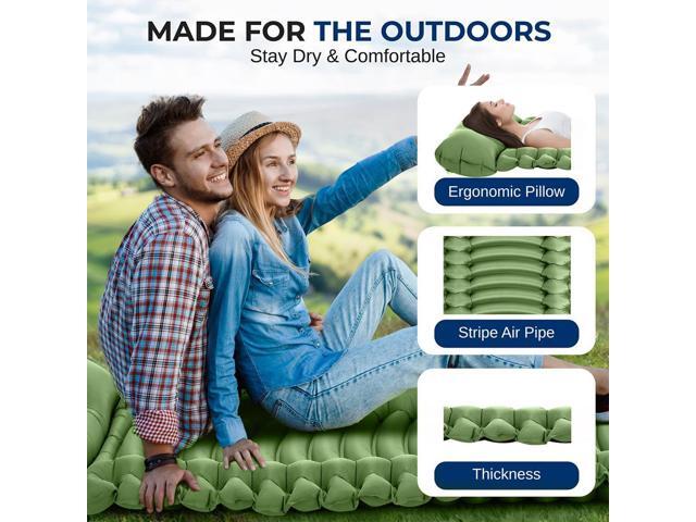 SereneLife Ultralight Sleeping Pad with Carrying Bag, Self-Inflating & Compact for Backpacking, Hiking, Air Mattress (Green)