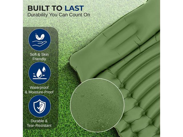 SereneLife Ultralight Sleeping Pad with Carrying Bag, Self-Inflating & Compact for Backpacking, Hiking, Air Mattress (Green)