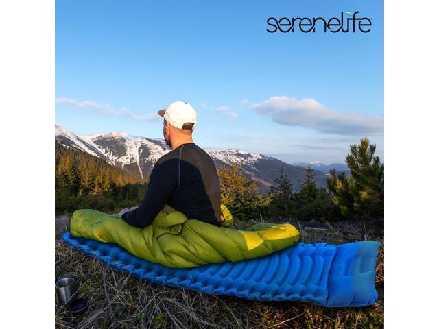 SereneLife Ultralight Sleeping Pad with Carrying Bag, Lightweight & Compact Air Mattress for Backpacking and Hiking (Blue)