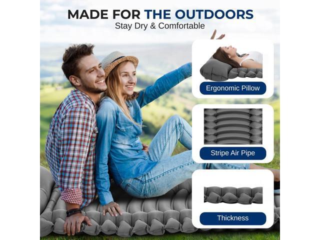 SereneLife Ultralight Sleeping Pad with Carrying Bag, Self-Inflating & Compact for Backpacking and Hiking (Gray)