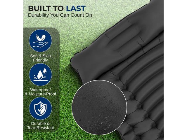 SereneLife Ultralight Sleeping Pad with Carrying Bag, Self-Inflating & Compact for Backpacking and Hiking (Gray)