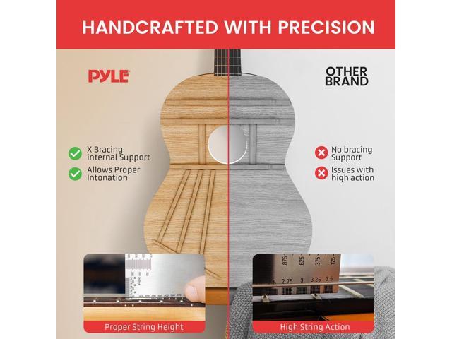 Pyle 6-String Classic Nylon String Guitar, 30 Acoustic Junior Scale with Digital Tuner and Accessory Kit (Sunburst Teardrop)