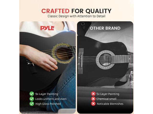 Pyle 6-String Classic Nylon String Guitar, 30 Acoustic Junior Scale with Digital Tuner and Accessory Kit (Black)