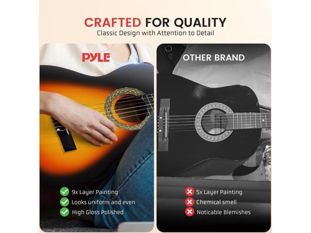 Pyle 34' 6-String Classic Guitar with Digital Tuner and Accessory Kit (Sunburst Teardrop)