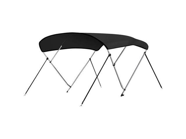 SereneLife 3-Bow Bimini Top Boat Cover with 1' Aluminum Frame, Waterproof UV-Resistant Marine Canvas & Mounting Hardware (Gray, 72' x 79-84' x 46')