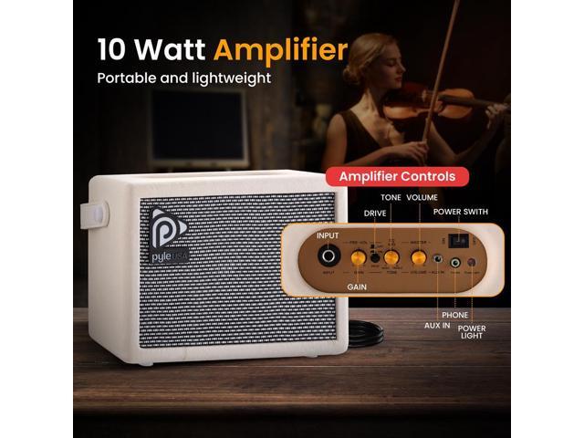 Pyle Electric Plywood Violin Kit Full Size Sunburst Violin with 10W Amplifier, Case, Bow, Headphones & Accessories Student Starter Set...