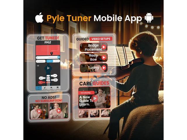 Pyle Electric Plywood Violin Kit Full Size Sunburst Violin with 10W Amplifier, Case, Bow, Headphones & Accessories Student Starter Set...