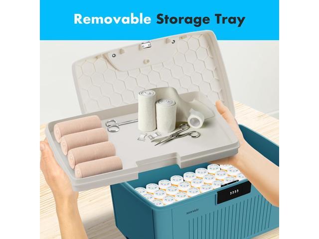 SereneLife 8.5 Gallon Locking Storage Bin with Combination Lock - Blue - SLSBXN750BL