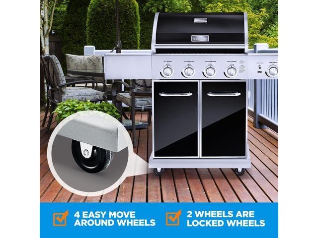 NutriChef 5-Burner Propane Gas Grill with Side Burner, 52,000 BTU Grilling Capacity - NCGRIL2
