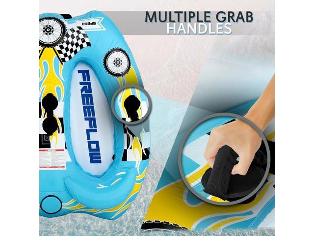 SereneLife Inflatable Towable Tube for Boating, 2-Rider Capacity, Watersports Towable with Front Tow Point - SLTOWBL10