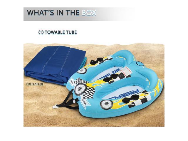 SereneLife Inflatable Towable Tube for Boating, 2-Rider Capacity, Watersports Towable with Front Tow Point - SLTOWBL10
