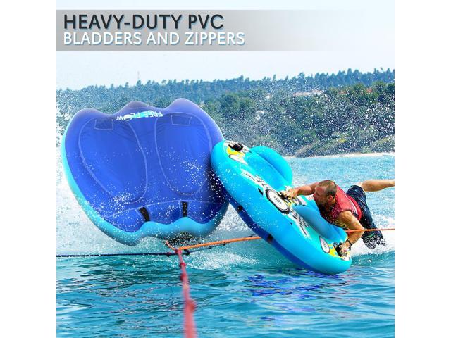 SereneLife Inflatable Towable Tube for Boating, 2-Rider Capacity, Watersports Towable with Front Tow Point - SLTOWBL10