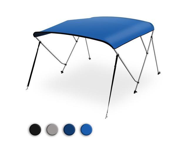SereneLife 3 Bow Bimini Top, Marine-Grade 600D Polyester Canvas with 2 Straps, Rear Support Poles, and Aluminum Frame - SLBT3RB794