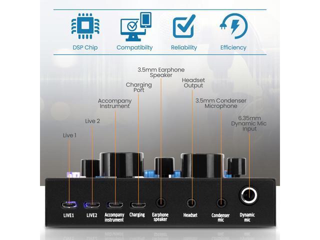 Pyle Compact Karaoke Live Sound Card, Voice Changer Device for PS4, Xbox, Smartphone, iPad, Computer with Multiple Sound Effects - PTCN208