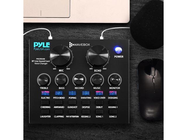 Pyle Compact Karaoke Live Sound Card, Voice Changer Device for PS4, Xbox, Smartphone, iPad, Computer with Multiple Sound Effects - PTCN208
