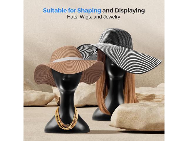 SereneLife Professional Plastic Mannequin Head for Styling, Wig Display, and Jewelry - Black, 16.1' Height - SLMAQHDSK57