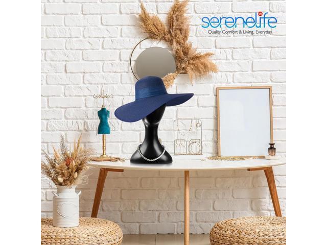 SereneLife Professional Plastic Mannequin Head for Styling, Wig Display, and Jewelry - Black, 16.1' Height - SLMAQHDSK57