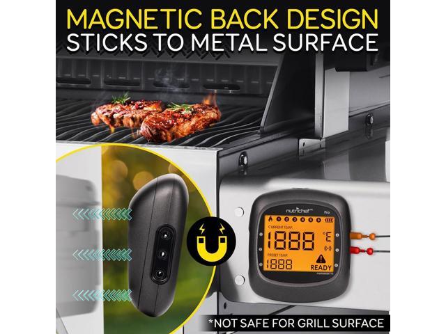 NutriChef Bluetooth Wireless BBQ Digital Thermometer, Includes 2 Temperature Probes and Travel Case, Digital LCD Display Screen - PWIRBBQKT12