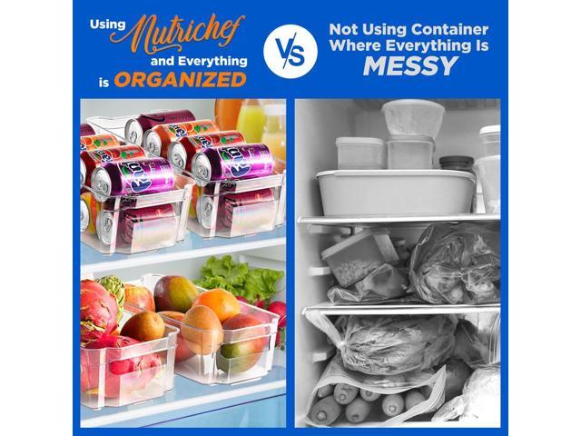 NutriChef Refrigerator Organizer Bins Set, 5 Wide Fridge Organizers and 1 Egg Holding Tray for Freezer, Kitchen, Countertops, and Cabinets - NCFO66