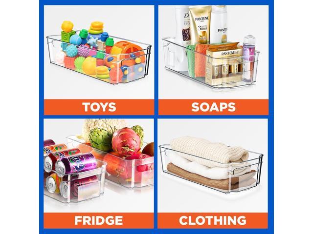 NutriChef Refrigerator Organizer Bins Set, 5 Wide Fridge Organizers and 1 Egg Holding Tray for Freezer, Kitchen, Countertops, and Cabinets - NCFO66