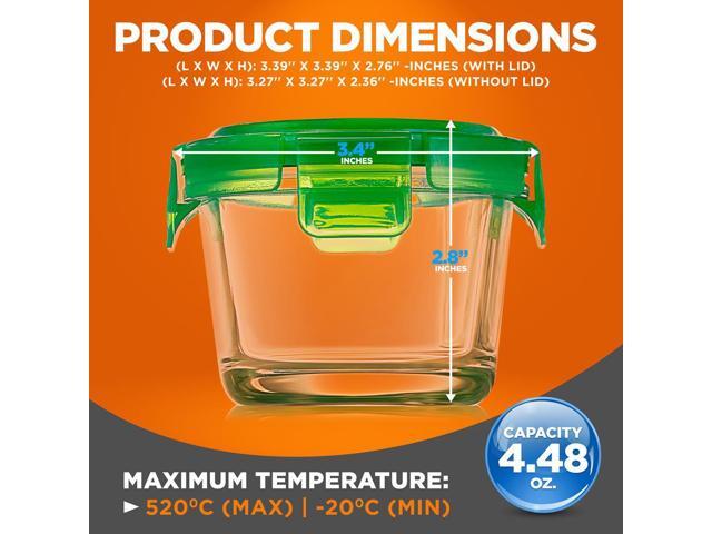 NutriChef Glass Round Meal-Prep Containers, 12 Pcs, 4.48oz with Airtight Locking Lid, High Borosilicate Glass, Freezer to Oven Safe - NCGLBAB