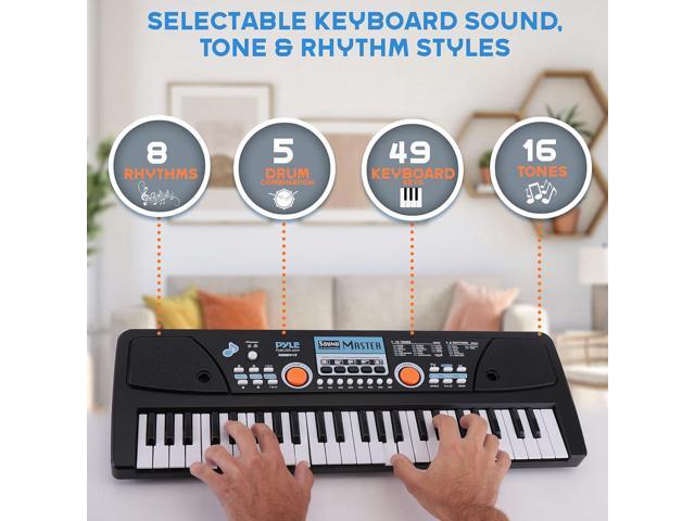 Pyle 49-Key Portable Piano Keyboard & Wired Microphone, Rechargeable Battery, 2-in-1 Karaoke Function, Digital Music Keyboard - PKBRD4113
