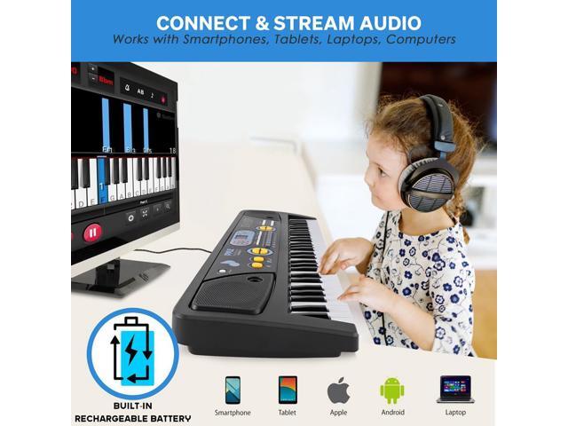 Pyle 61-Key Portable Piano Keyboard with Wired Microphone, Rechargeable Battery, Digital LCD Display, Karaoke Function & Record/Playback Mode -...