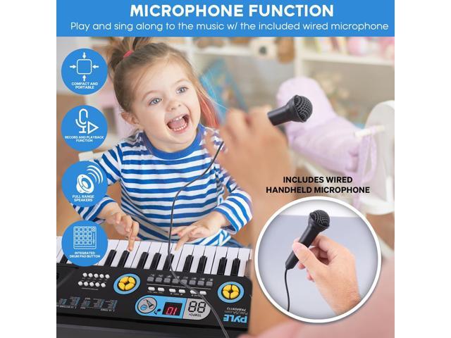 Pyle 61-Key Portable Piano Keyboard with Wired Microphone, Rechargeable Battery, Digital LCD Display, Karaoke Function & Record/Playback Mode -...