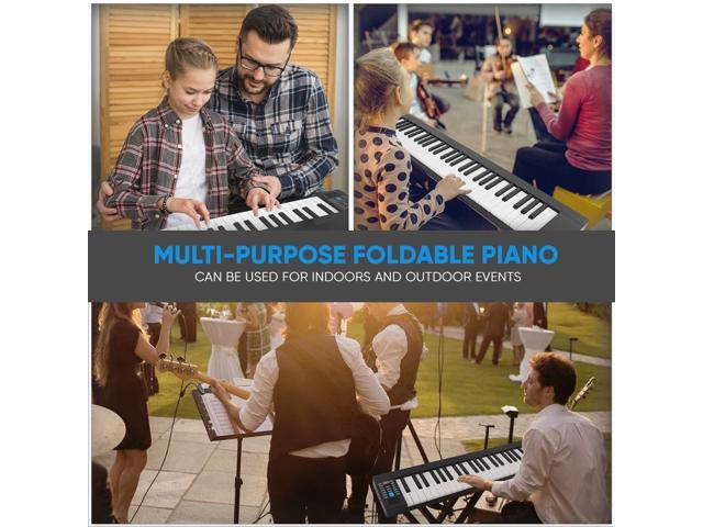 Pyle Portable Foldable Piano Keyboard, 88 Keys, Bluetooth MIDI, 129 Tones, Record & Playback, with Built-In Stereo Speakers, Sustain Pedal, & Bag -...