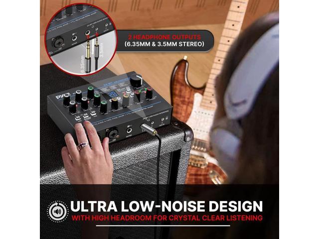 Pyle Professional USB Audio Interface with MIC/LINE, Guitar, AUX Stereo and RCA Inputs, Phone/Stereo/Monitor Outputs - PMUX9