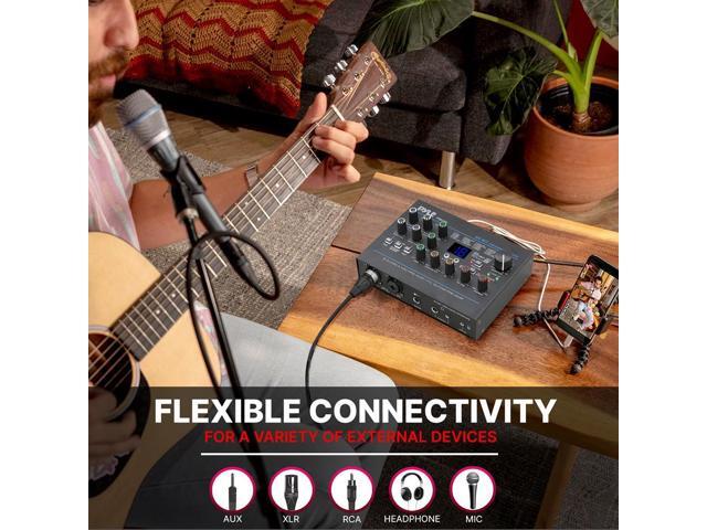 Pyle Professional USB Audio Interface with MIC/LINE, Guitar, AUX Stereo and RCA Inputs, Phone/Stereo/Monitor Outputs - PMUX9