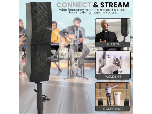 Pyle Wireless Bluetooth Streaming Active PA Speaker System with 2x12' Subwoofers, 4x4 Woofers, 4x1' Tweeters, EQ, and Remote Control - PS1224ACT