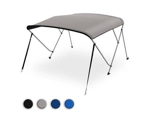 SereneLife 3 Bow Bimini Top, Gray, Marine-Grade 600D Polyester Canvas, Aluminum Frame, 72'' x 54-60'' x 46'', Includes Storage Boot and Rear...