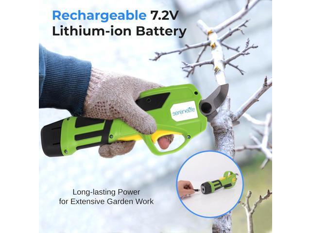 SereneLife Cordless Lithium Pruner with Telescopic Handle, 7.2V Lithium-Ion Battery, Ideal for Bushes, Roses, Woody Stems, and Branches