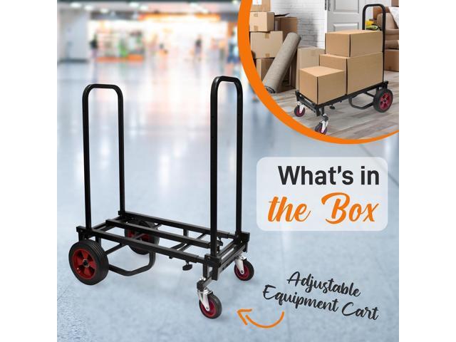 Pyle Adjustable Professional Equipment Cart 8-in-1 Folding Multi-Cart, Hand Truck/Dolly/Platform Cart, Max Load 300 lbs