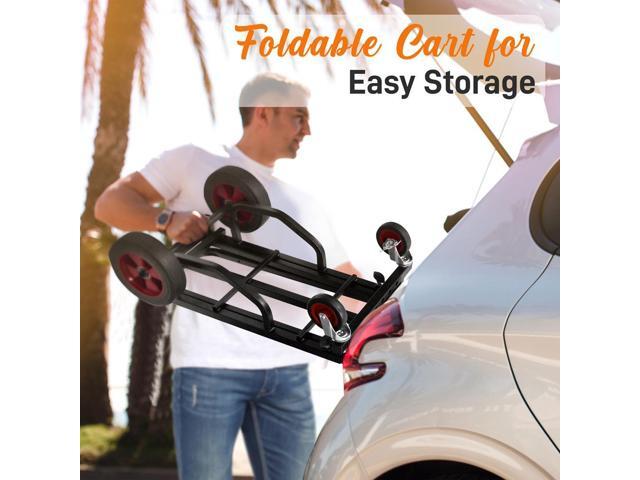 Pyle Adjustable Professional Equipment Cart 8-in-1 Folding Multi-Cart, Hand Truck/Dolly/Platform Cart, Max Load 300 lbs