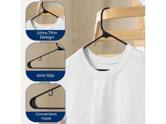 SereneLife 30-Pack Plastic Non-Slip Hangers with 360° Swivel Hook - Black