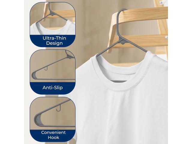SereneLife 150-Pack Plastic Non-Slip Hangers with 360° Swivel Hook - Gray