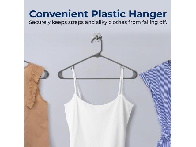 SereneLife 150-Pack Plastic Non-Slip Hangers with 360° Swivel Hook - Gray
