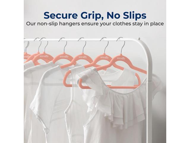 SereneLife 30-Pack Velvet Non-Slip Hangers with 360° Swivel Hook - Pink